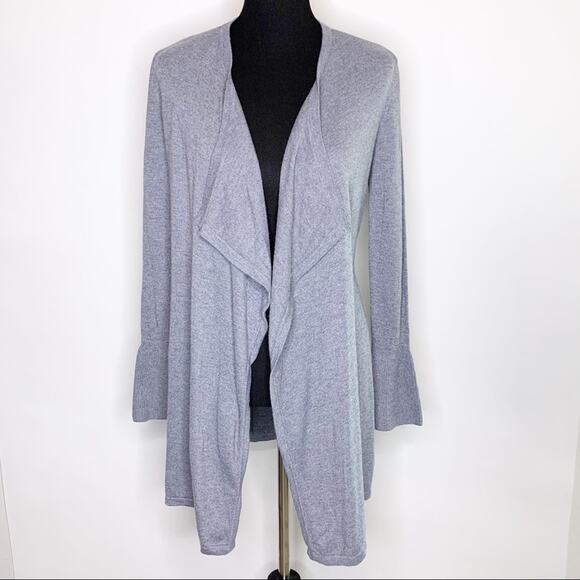 WHBM gray open front waterfall bell sleeve cardigan size Extra Small XS - Picture 1 of 13